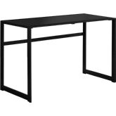 48" Computer Desk in Black Metal & Black Tempered Glass